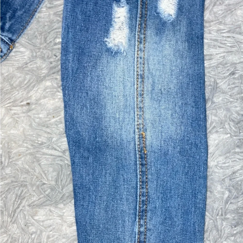 LISTING WILL BE REMOVED 4/23 Almost Famous Blue Distressed Ripped Denim Jacket - Picture 7 of 8